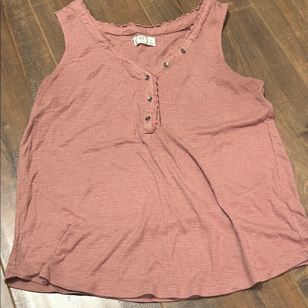 Old Navy Mauve Tank Top with Button Detail